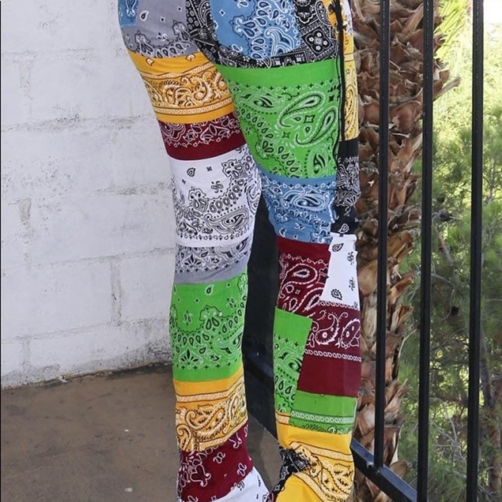 Bandana print stacked pants
